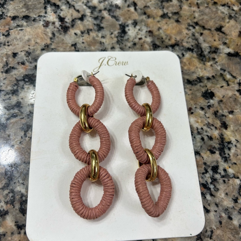 J. Crew Blush and Gold Hoop Earrings
